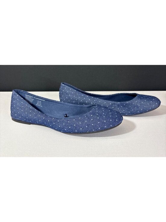 None Shoes - Blue Polka Dot Womens Flat Shoes Size 8.5 Slip-On Casual Ballerina Ballet Flats